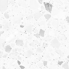 Poster - Elegant White Terrazzo Surface: Modern Stone Texture with Delicate Specks and Subtle Grey Accents for Architectural Design.