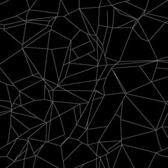 Leinwandbilder - Geometric Abstract: A minimalistic illustration with white lines forming a network of shapes against a stark black background.