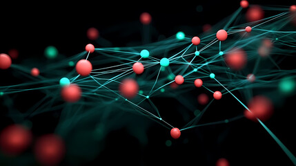 Red and Green Spheres Connected by Lines in Abstract Network