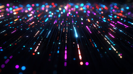 Aufkleber - Dynamic light patterns abstract digital space visual art dark environment perspective modern aesthetics