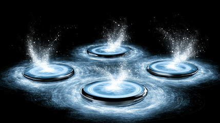 Poster - Dynamic water effects in a dark space visual art abstract design ethereal atmosphere aesthetically captivating
