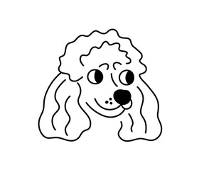 Wall Mural - vector isolated poodle dog breed head portrait colorless black and white contour line easy drawing