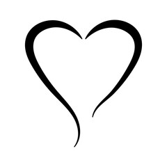 Poster - Sleek Black Curved Heart Romantic Symbol in Simple Outline