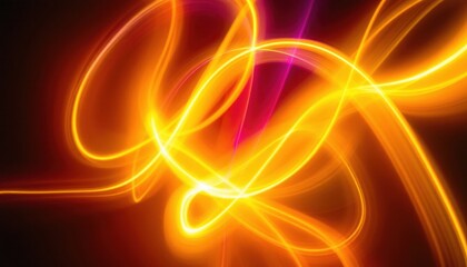 Poster - Dynamic abstract light streaks in vibrant yellow and orange swirls