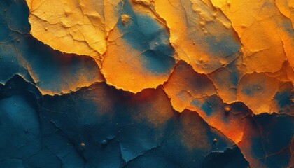 Poster - Abstract textured landscape with vibrant orange and blue earthy layers