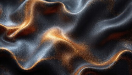Poster - Abstract metallic waves with black and copper textured surface