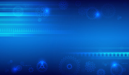 Aufkleber - the mechanism consisting of gears on a blue background for the presentation. cogwheel for science ex