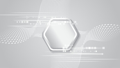Leinwandbilder - Abstract hexagons on the grey background. Hi-tech digital technology and engineering concept. Digital template with polygons for medical and science banners or presentations.