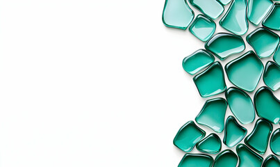 Poster - Green Glass Stones on White Background for Creative Designs