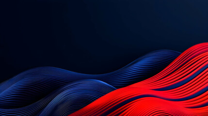 Poster - Abstract Waves in Red and Blue Against a Dark Background
