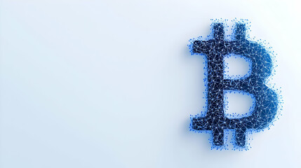 Poster - Digital Cryptocurrency Symbol in Blue 3D Low Poly Style Design