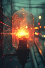 Aufkleber - A single streetlight pole standing alone in the street