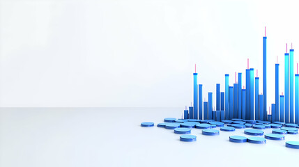 Poster - Blue Data Visualization with Bar Graphs and Circular Elements