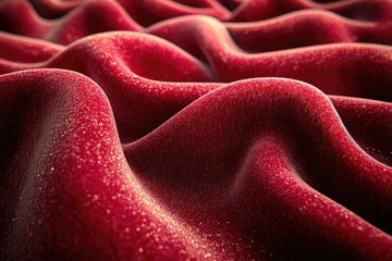 Poster - A detailed shot of bright red fabric with a subtle texture and weave pattern