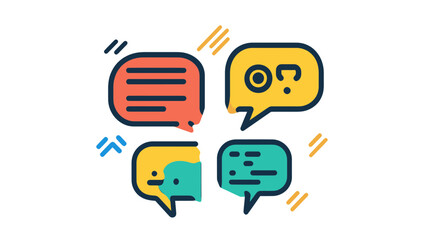 Poster - Colorful Chat Bubbles Vector Icon for Social Media, Communication Interface Design, and Digital Messaging