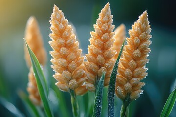 Poster - Close-up shot of a frozen plant with frost covering its leaves and stems