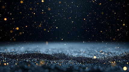 Poster - Sparkling Gold Particles on Dark Background for Creative Use
