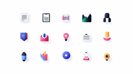 Poster - Colorful Icons for Business and Technology Concept Design Elements
