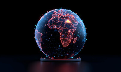 Poster - Stunning Digital Globe with Neon Highlights and Data Points