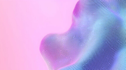 Poster - Abstract Wavy Mesh Pattern with Gradient Colors in Soft Pink Background