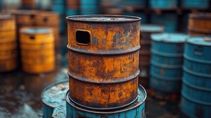 Poster - Old industrial equipment on wooden surface