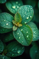 Poster - A close-up of a leaf with water droplets, great for backgrounds or textures