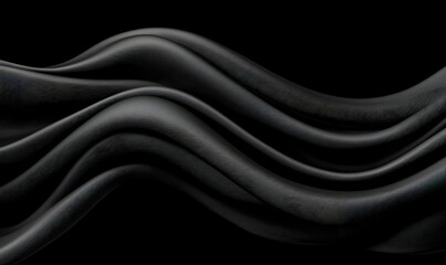Poster - Abstract Black Waves on a Dark Background Creating Fluid Motion