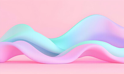 Poster - Abstract Waves in Pastel Colors on Soft Pink Background