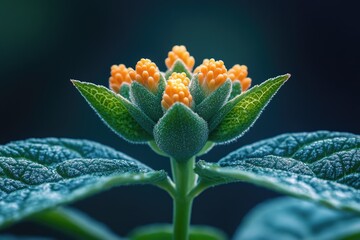 Poster - Orange blooms on green stem, suitable for botanical or gardening themes