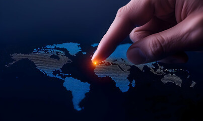 Poster - Digital Interaction with World Map Highlighting Global Connectivity