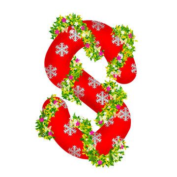 Letter S design with floral and vine pattern with butterfly. Perfect for floral themed decoration or invitation. Vector illustration, art and festival drawing.