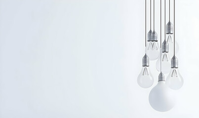 Poster - Elegant Hanging Light Bulbs Against a Minimalist Light Background