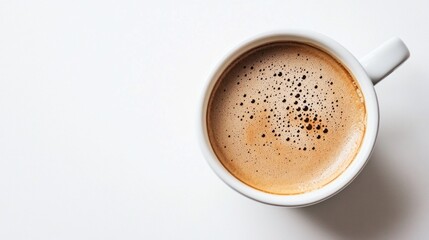 Poster - Dark, aromatic coffee swirls with soft steam, nestled in a simple white cup, embodies the essence of morning rituals and perfect pauses amidst daily routines