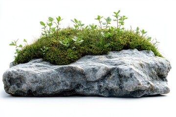 Poster - A rocky surface with various plants and foliage growing out of it