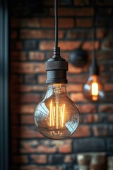 Aufkleber - Close-up shot of a light bulb on top of a brick wall