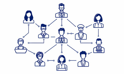 Poster - Conceptual Illustration of Professional Networking and Connections