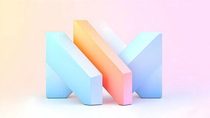 Poster - Abstract Geometric Shapes with Soft Pastel Color Gradients