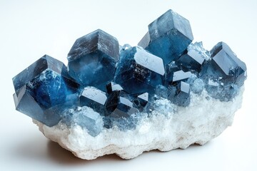 Poster - A natural formation of blue crystals sits atop a rocky surface