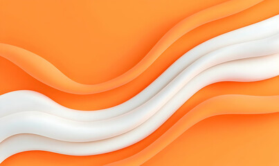 Poster - Smooth Orange Waves with White Curves for Background Design