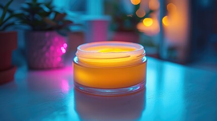Poster - A single candle placed on a table, great for any interior or decoration scene