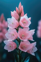 Poster - A close-up shot of a bright pink flower growing on its stem
