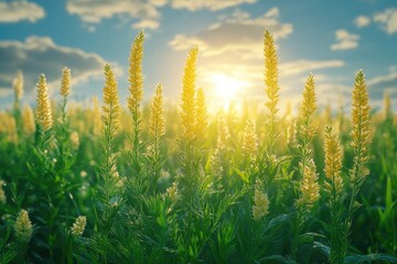 Poster - A sunny day scene featuring a lush green grass field