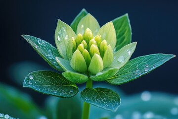 Poster - A close-up view of a flower with water droplets glistening on its petals