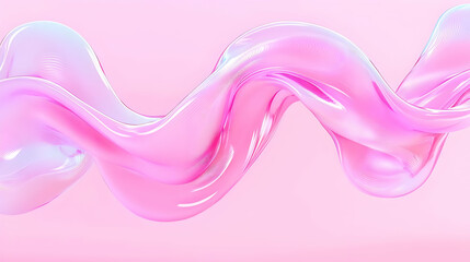 Poster - Fluid Pink Wave with Glossy Finishes on Soft Pastel Background