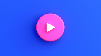 Poster - Colorful Play Button on Bright Blue Background with Modern Design