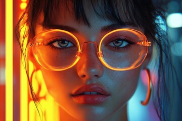 Poster - A detailed image of someone wearing glasses, ideal for use in portraits or educational content