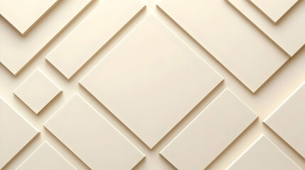 Poster - Abstract Background With Layered Cream Square Shapes And Shadows