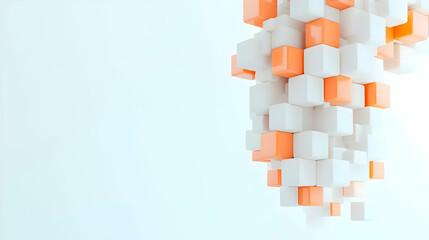 Poster - Abstract 3D Cubes Composition with Orange and White Colors