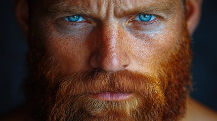Poster - A close-up portrait of a man with bright blue eyes