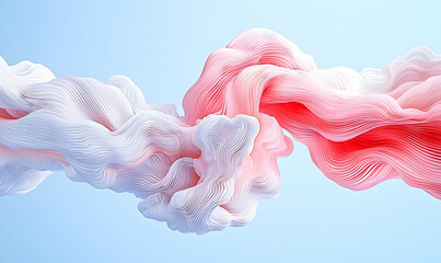 Poster - Abstract Flowing Waves in Pink and White Against a Light Background